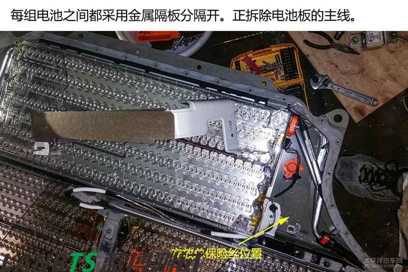 特斯拉電池板拆解:7000多節(jié)18650電池 密密麻麻